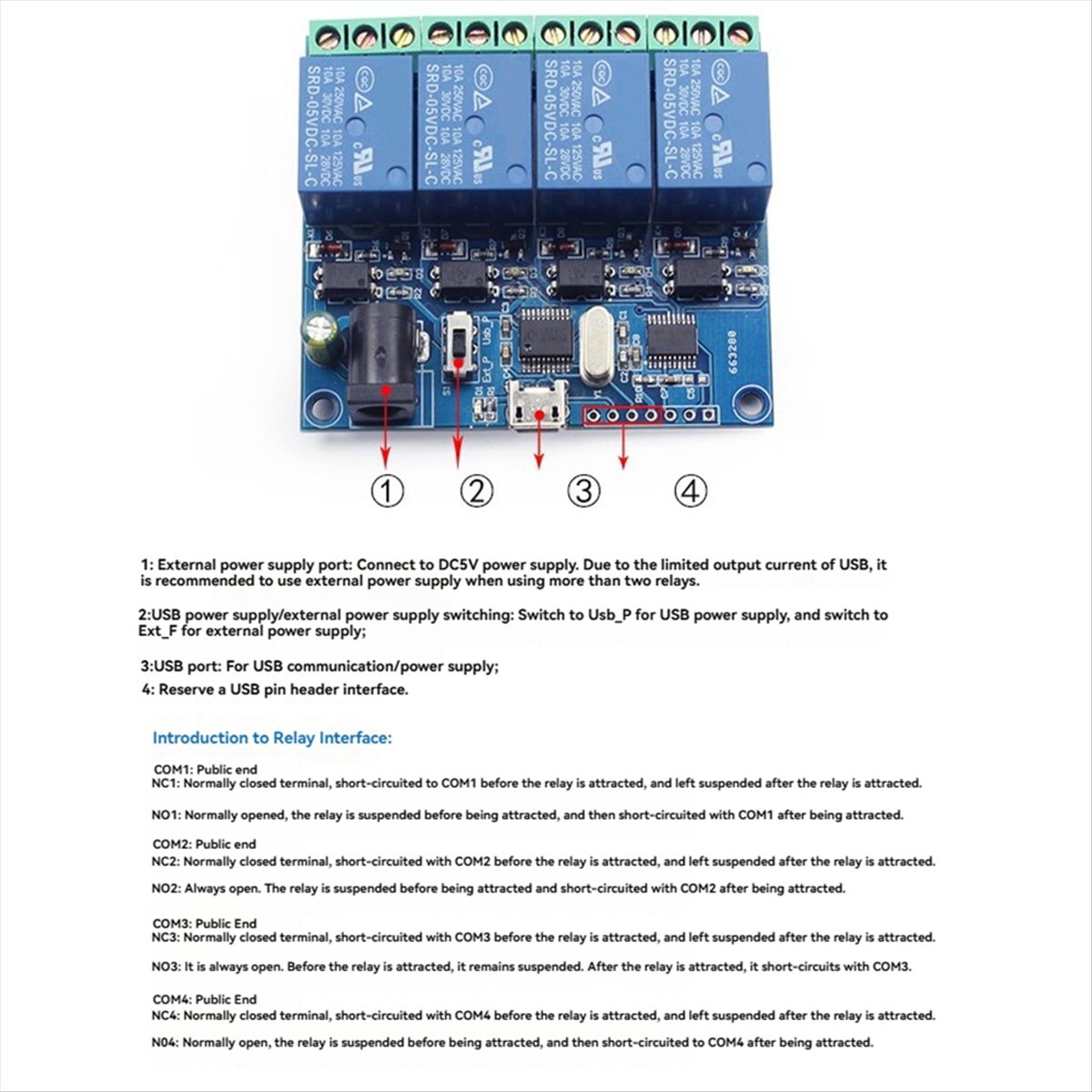 AT42 4 Channel USB Relay Modul - Relay Module 5V ulasan dan harga
